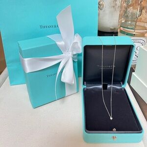 Tiffany Solitaire Diamond Pendant in Platinum 16” 0.12ct $1,400